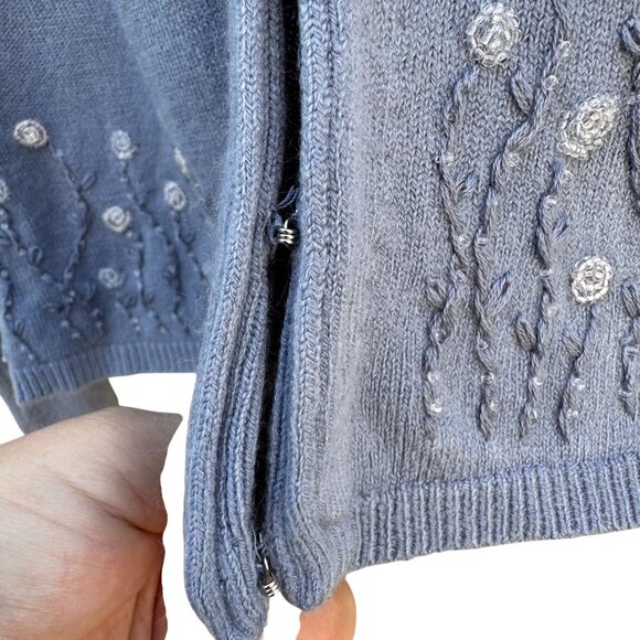 Hillard & Hanson Womens Embroidered Floral Design Beaded Cardigan Sweater New XL - Picture 5 of 10